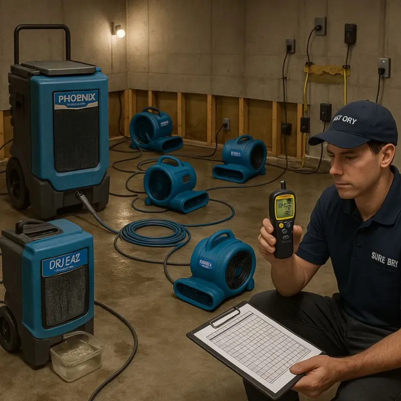 Structural Drying and Dehumidification process in Williamson County, IL